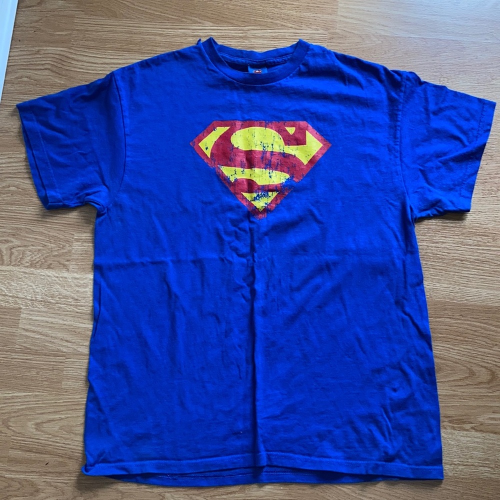 💕Sz Large blue DC Comics Vintage Superman logo T-shirt